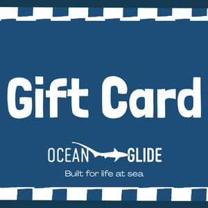 Ocean Glide blue gift card with shark logo