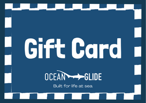 Ocean Glide blue gift card with shark logo